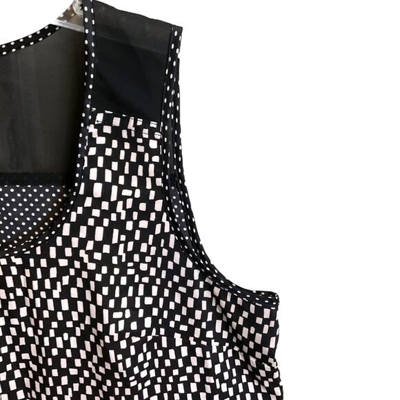 Vince Camuto Black White Check Polka Dot High Low Tank Top Size 8P - Picture 4 of 10